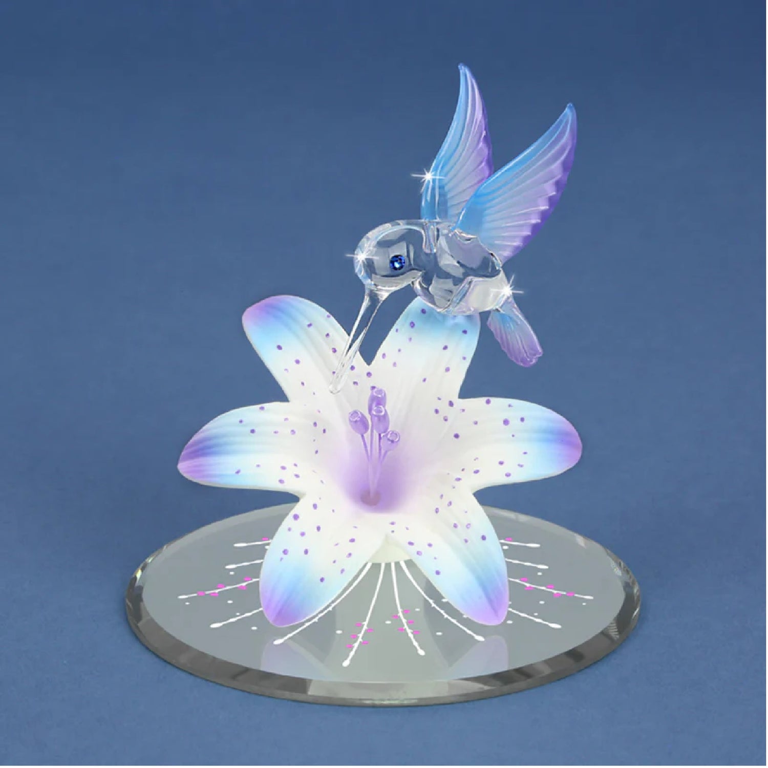 Glass Baron Blue Hummingbird and Lily