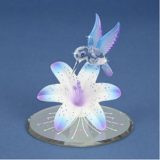 Glass Baron Blue Hummingbird and Lily