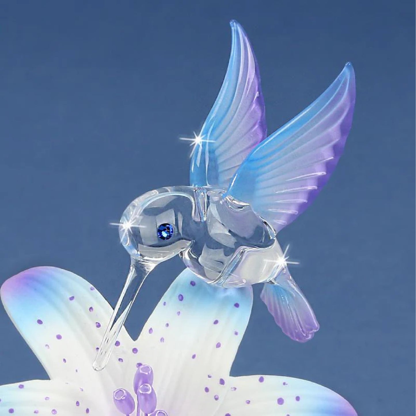 Glass Baron Blue Hummingbird and Lily