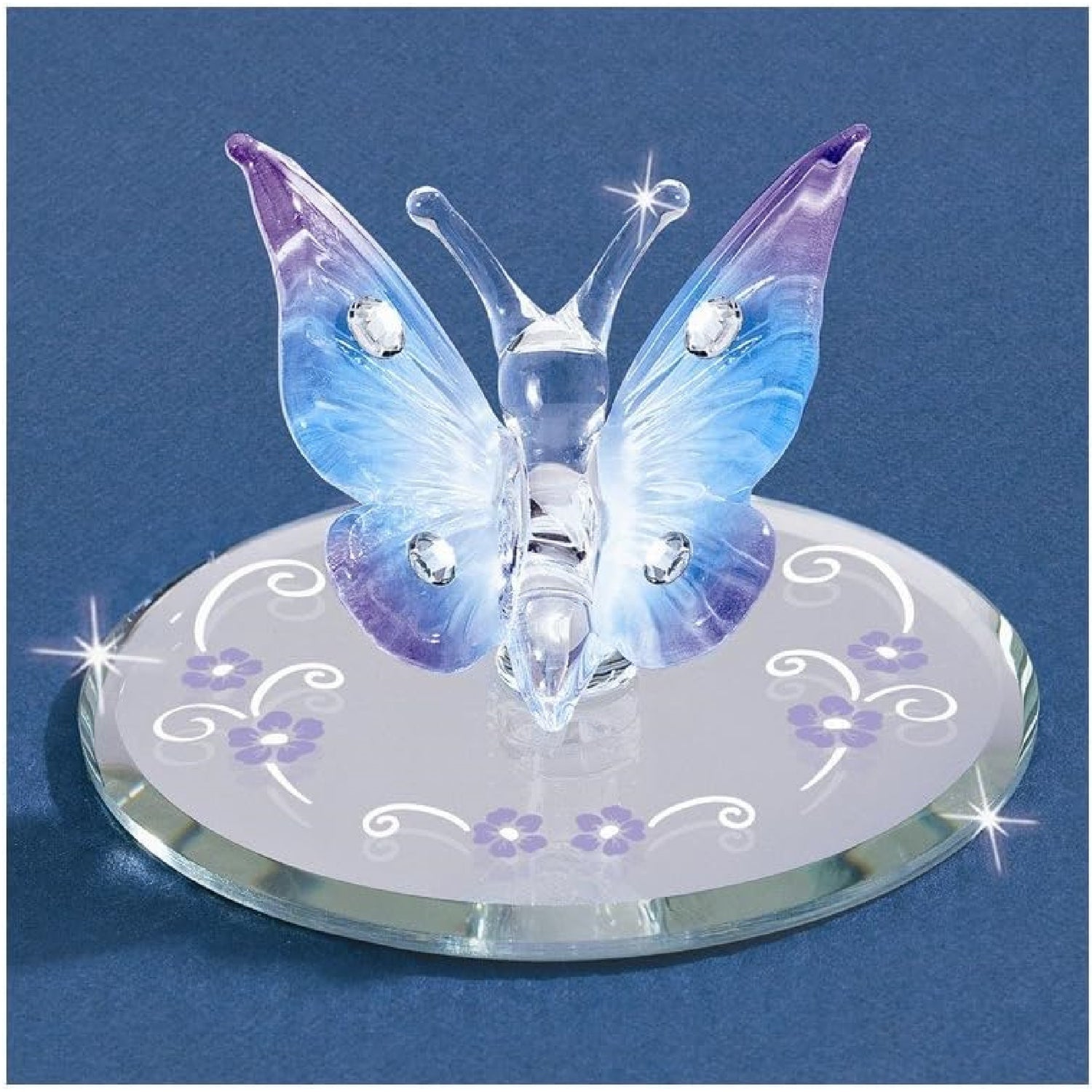 Glass Baron Butterfly, Blue With Crystals