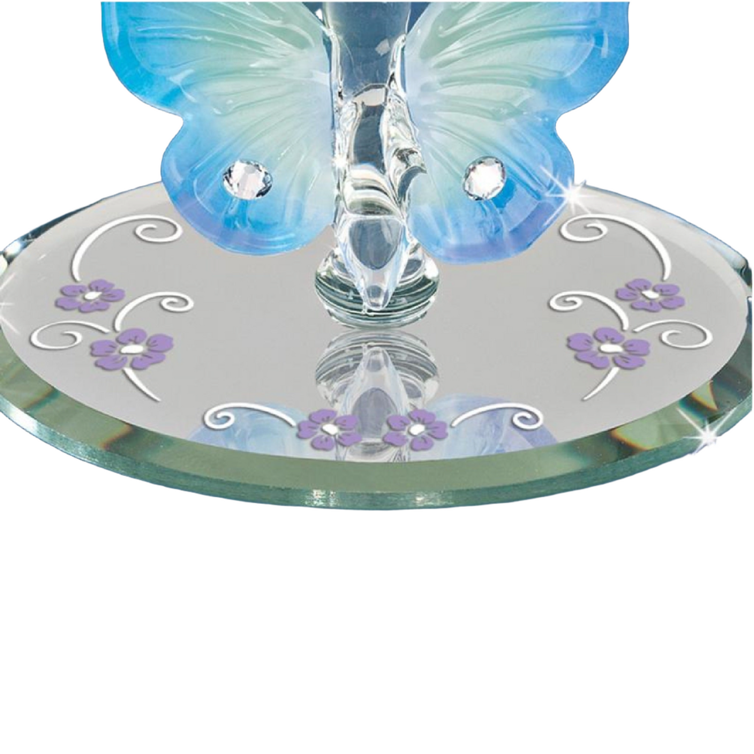 Glass Baron Butterfly, Blue With Crystals