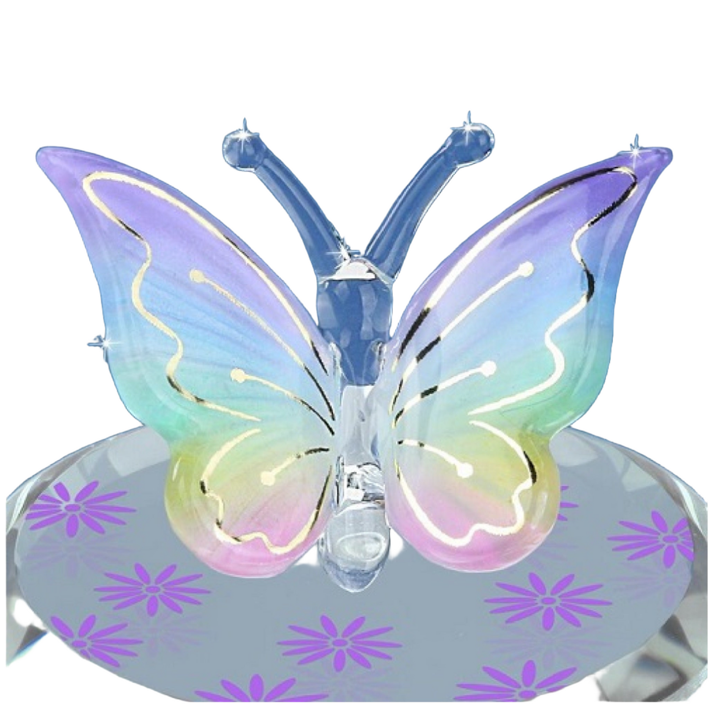 Glass Baron Butterfly Figurine - Lavender Rainbow