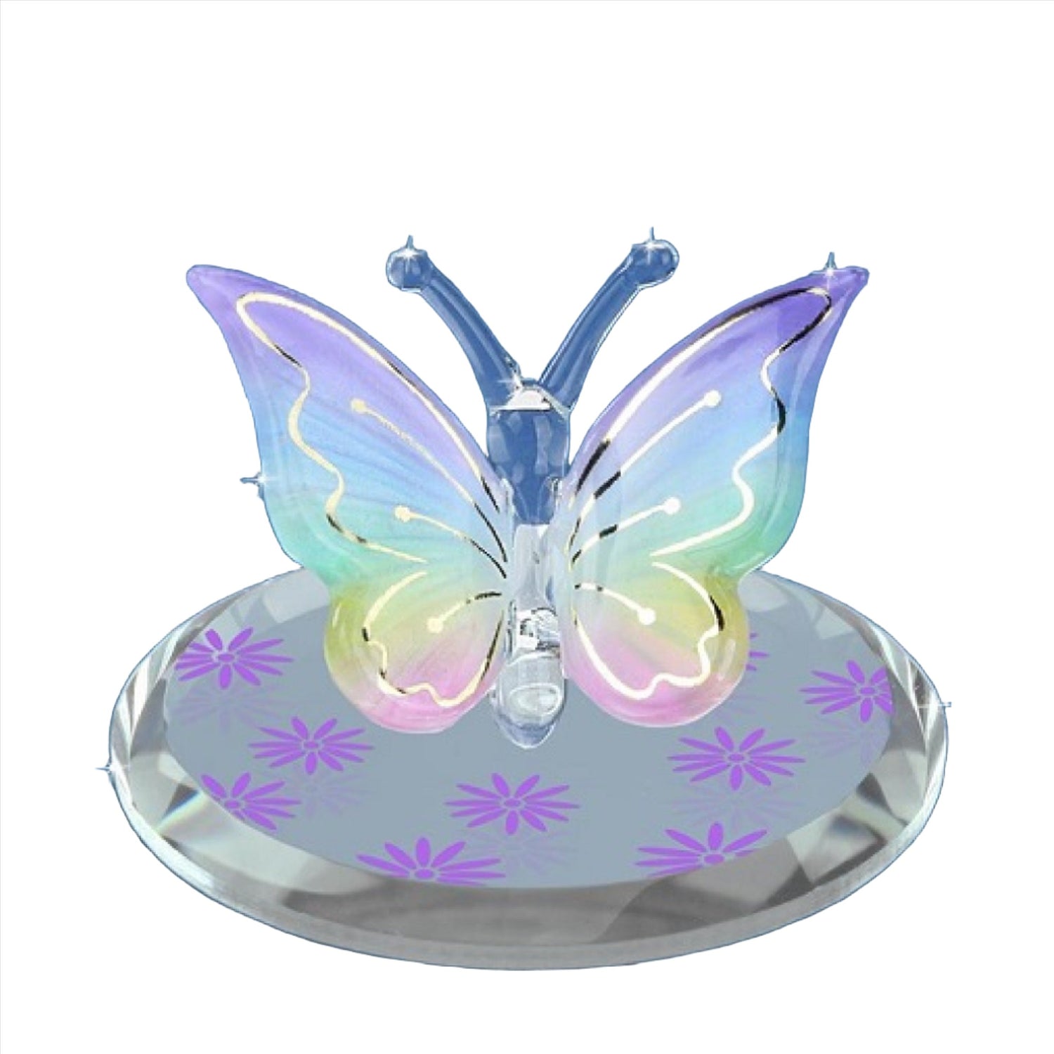 Glass Baron Butterfly Figurine - Lavender Rainbow