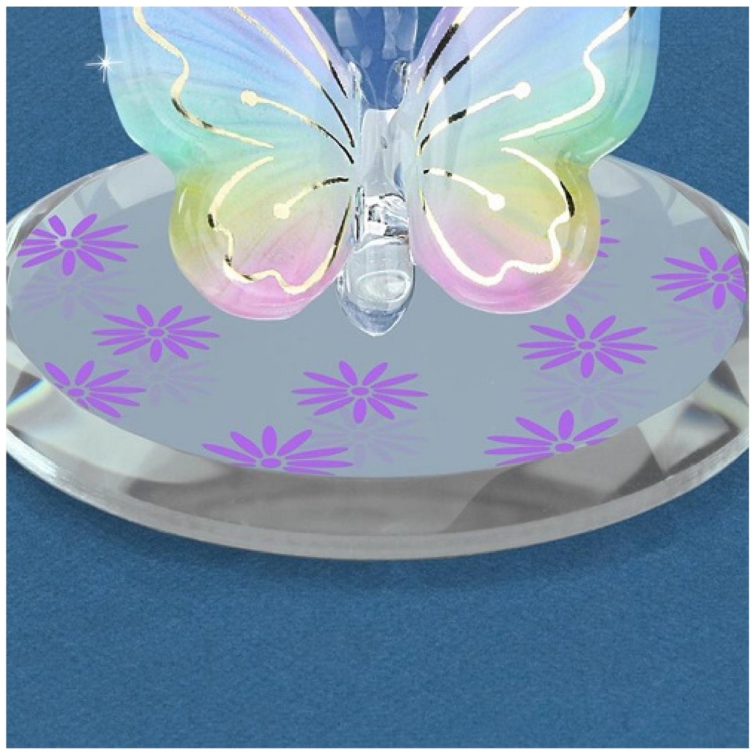 Glass Baron Butterfly Figurine - Lavender Rainbow