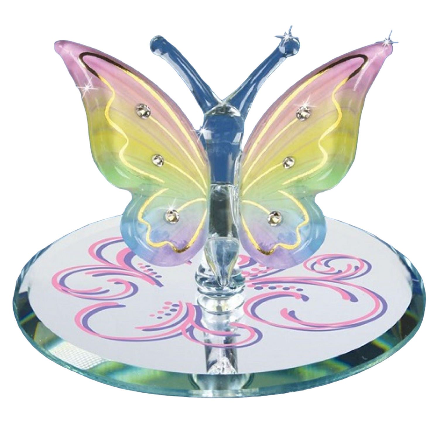 Glass Baron Butterfly Figurine - Rainbow Flutter