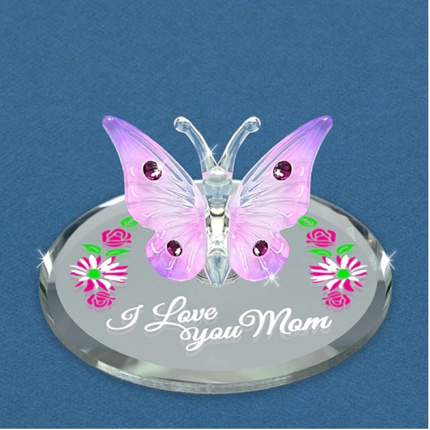 Glass Baron Butterfly "I Love You Mom"