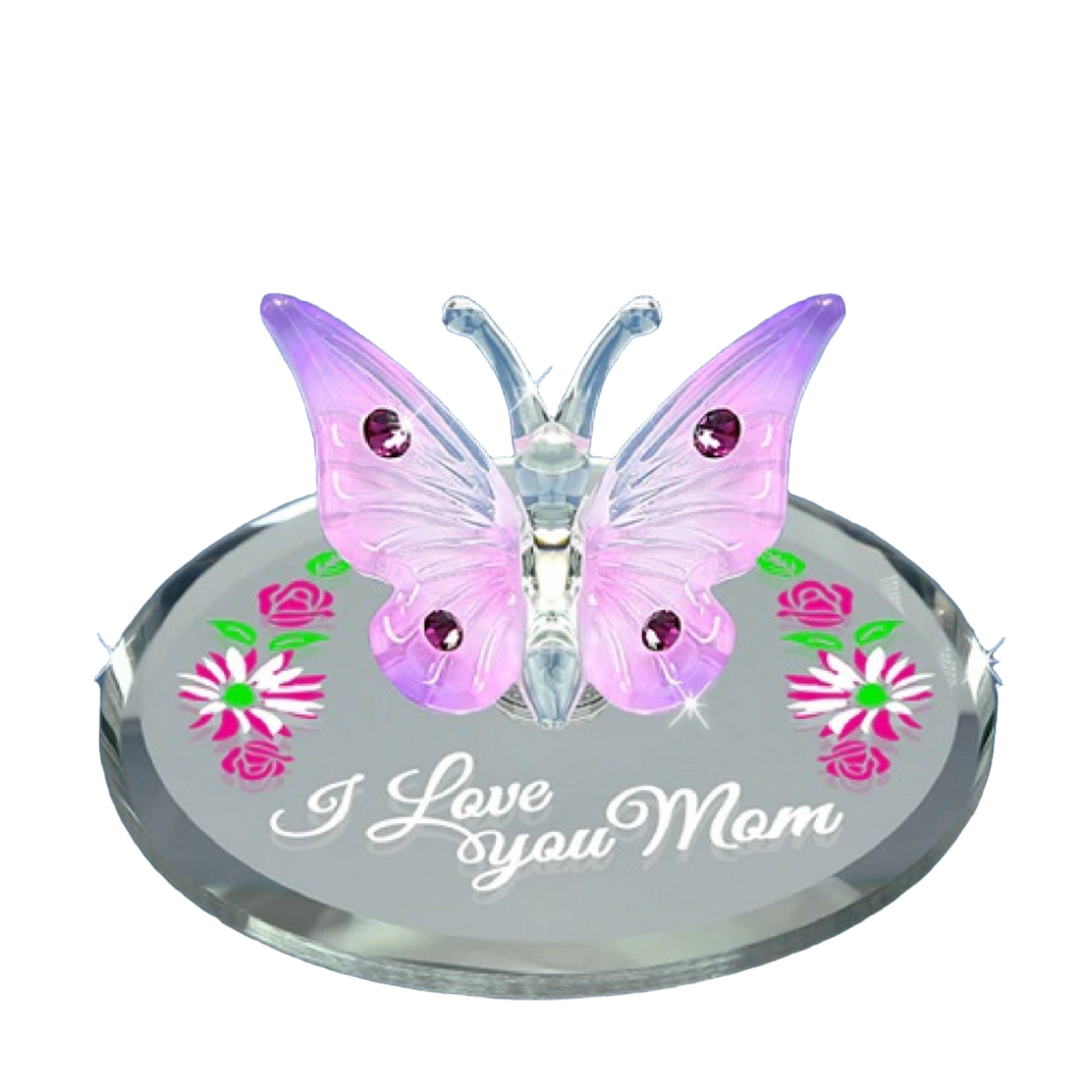 Glass Baron Butterfly "I Love You Mom"