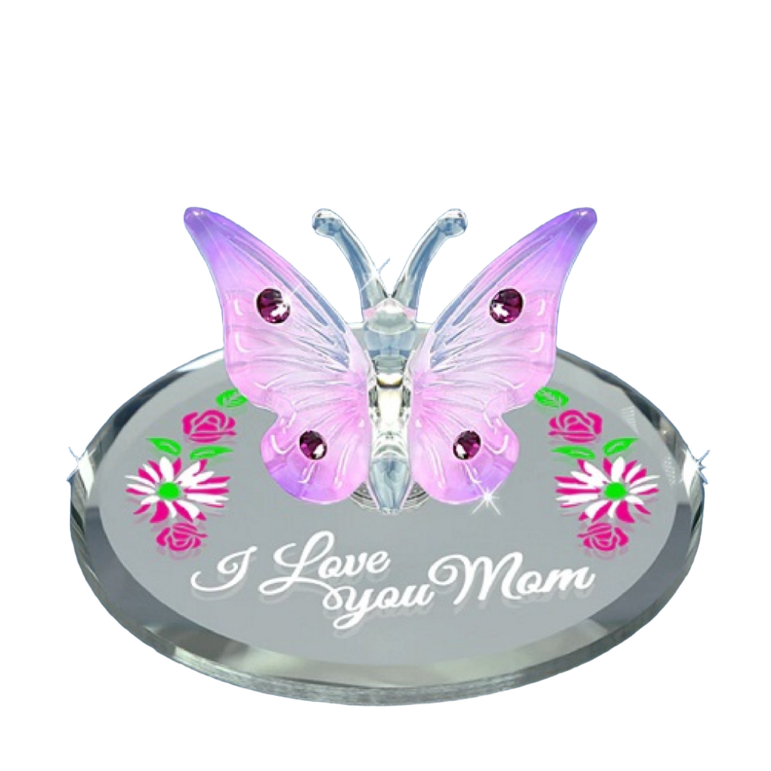 Glass Baron Butterfly "I Love You Mom"