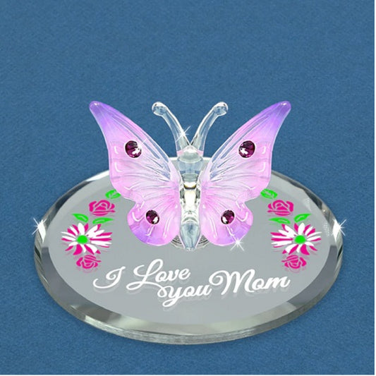 Glass Baron Butterfly "I Love You Mom"