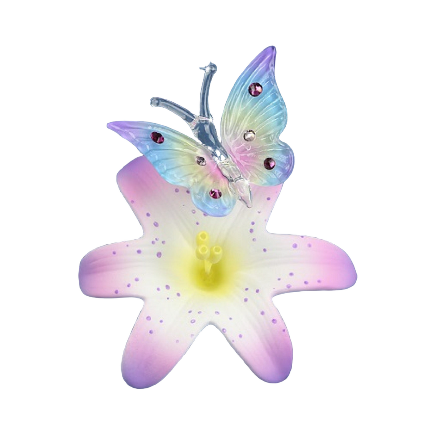 Glass Baron Butterfly Large Porcelain Lavender Lily