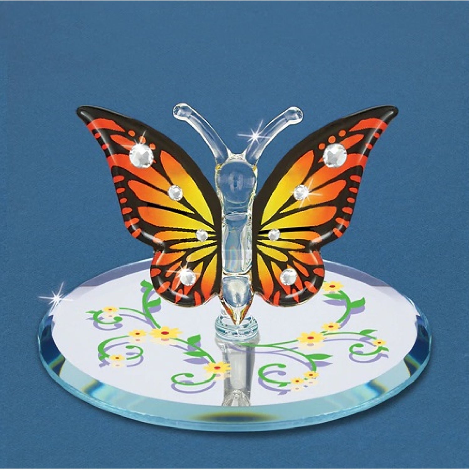 Glass Baron Butterfly, Monarch With Crystal