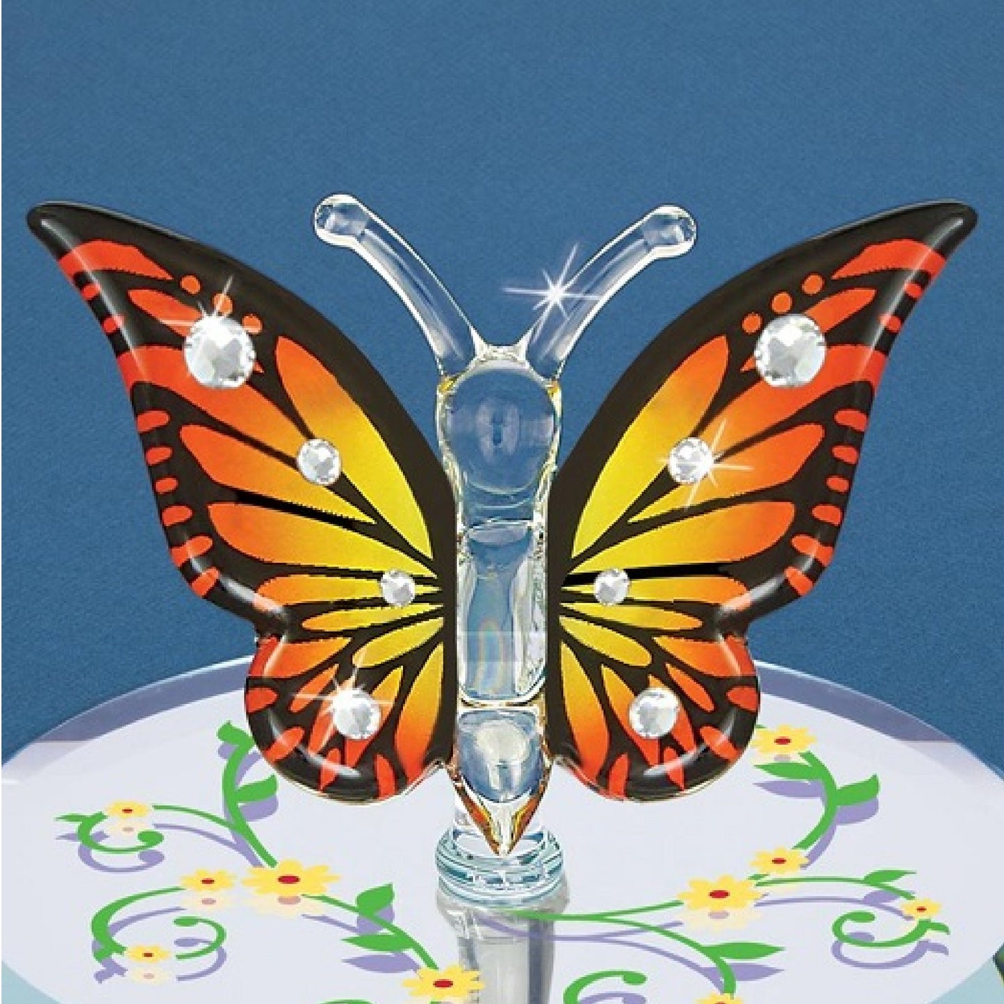 Glass Baron Butterfly, Monarch With Crystal