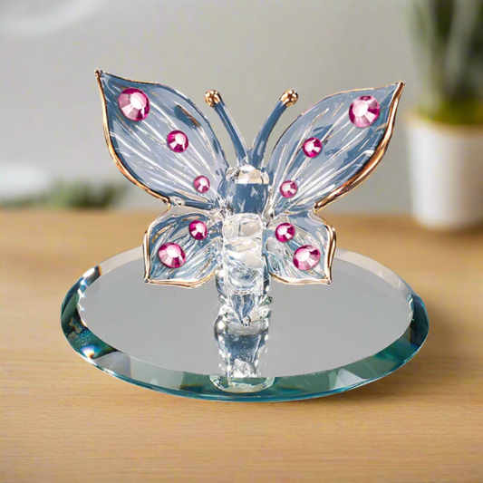 Glass Baron Butterfly, Pink Crystals