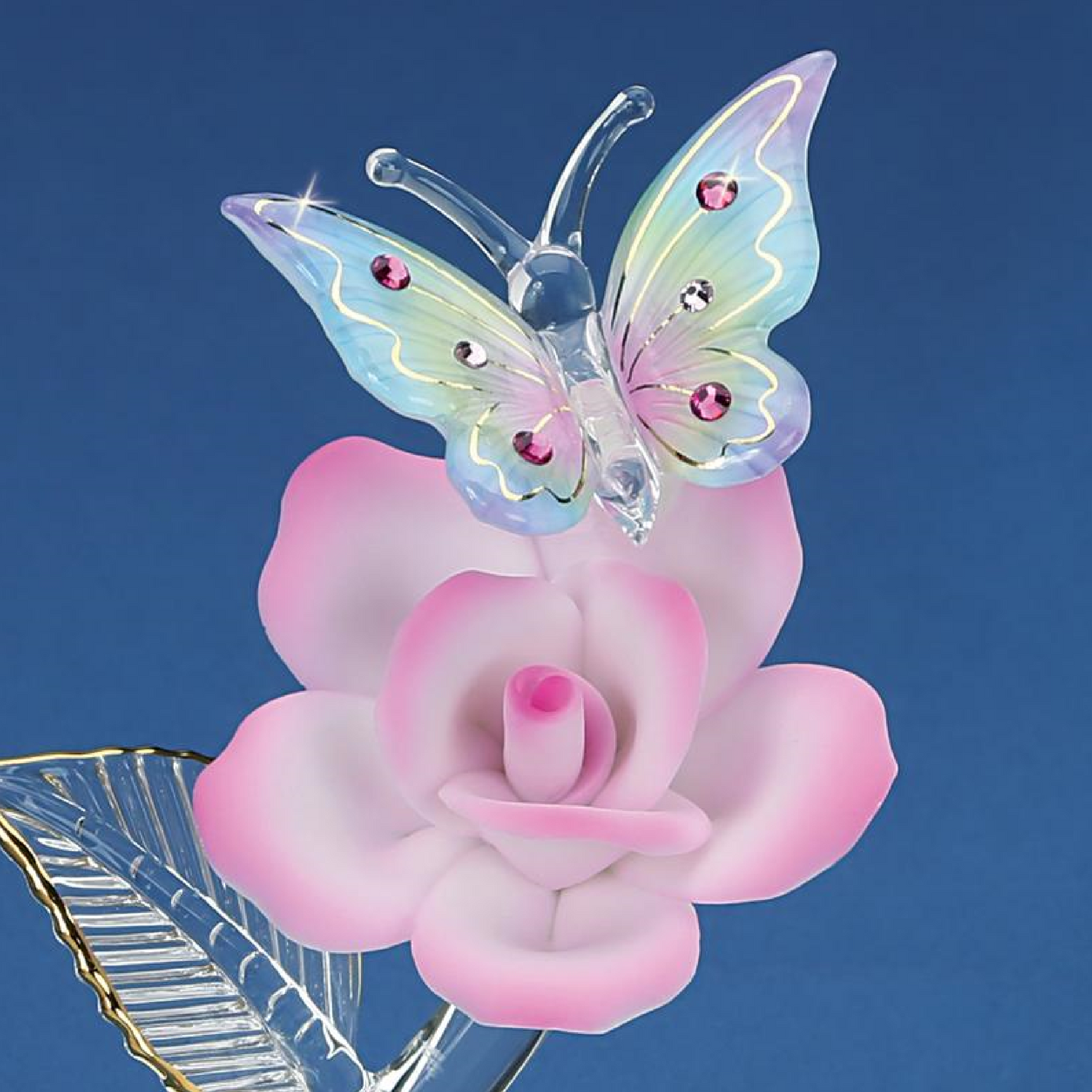 Glass Baron Butterfly Pink Rose