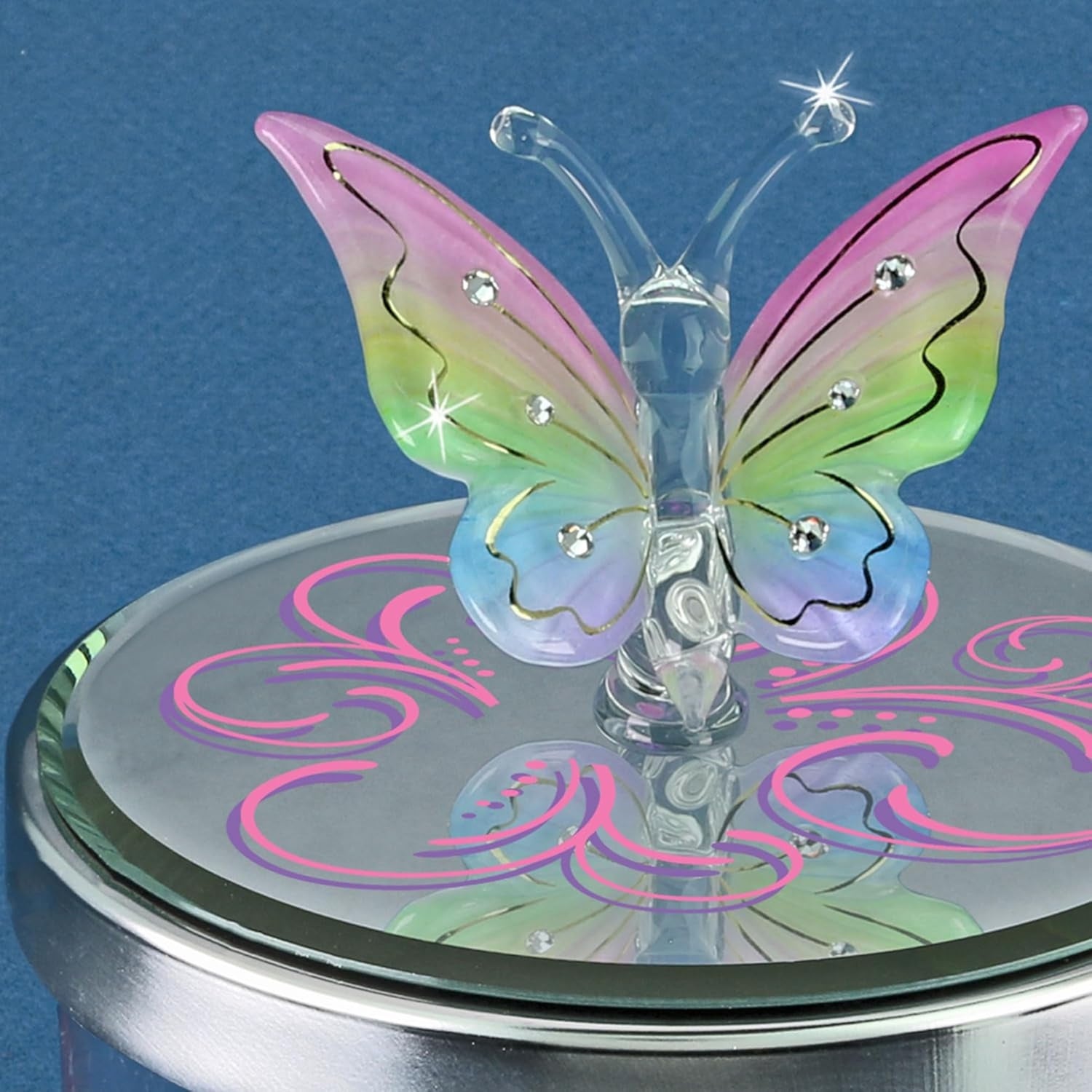 Glass Baron  Butterfly Rainbow Flutter Candle Holder