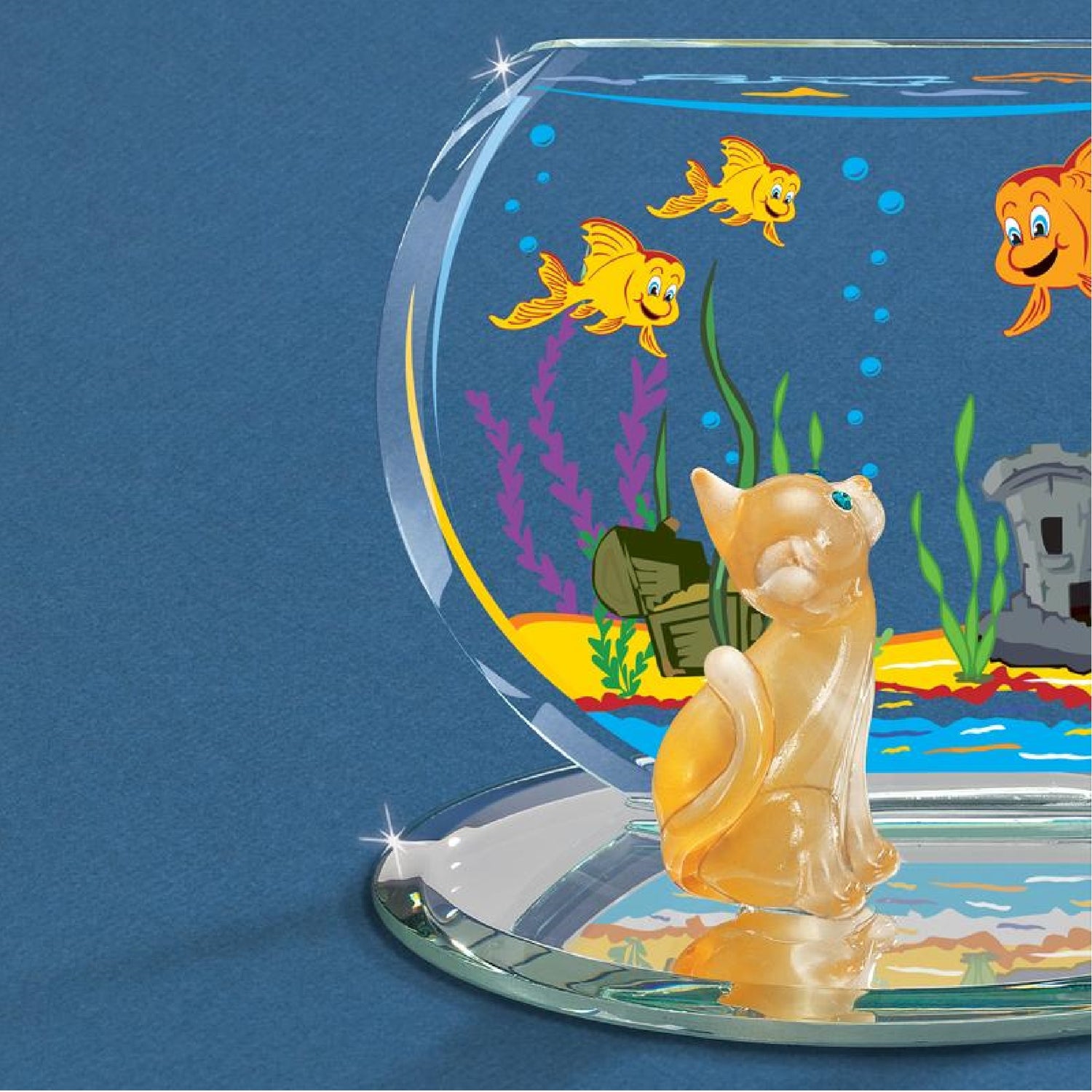 Glass Baron Cat & Fish Bowl