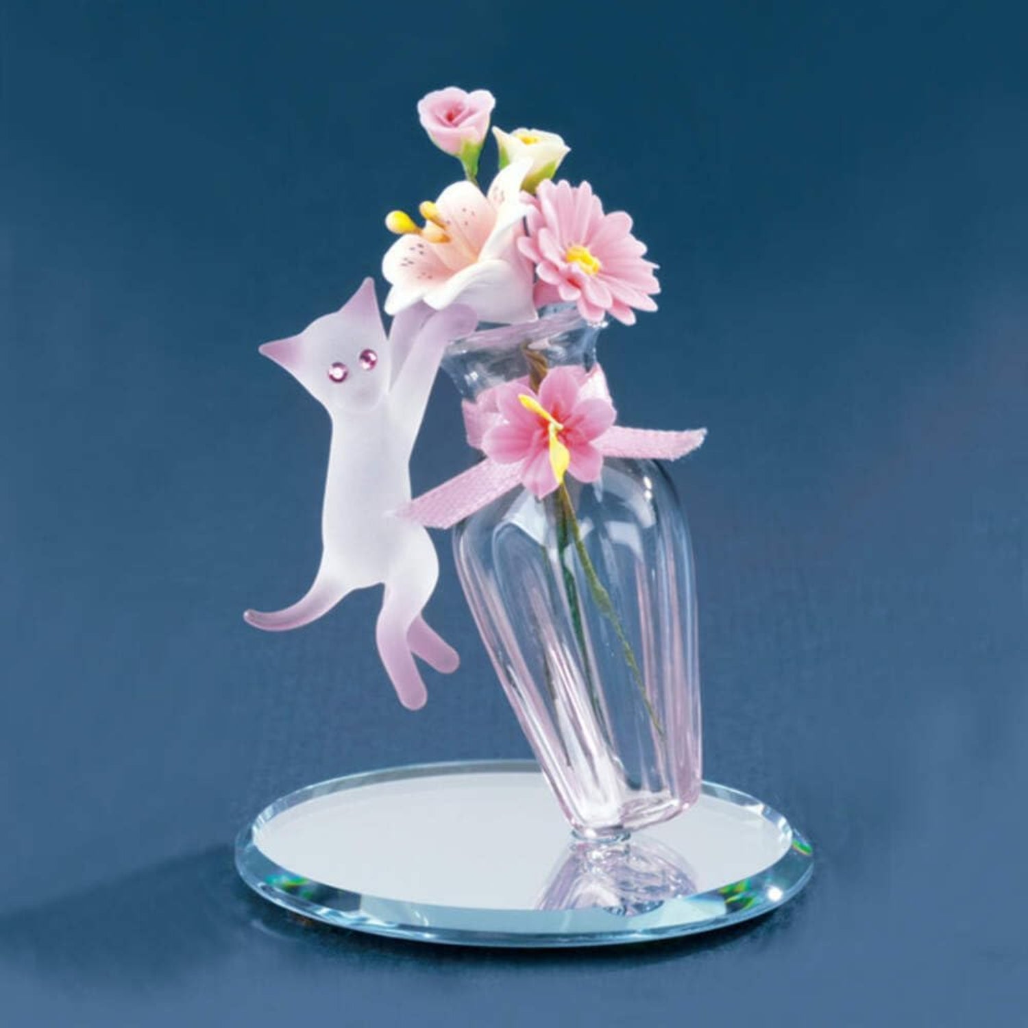 Glass Baron Cat & Vase Figurine