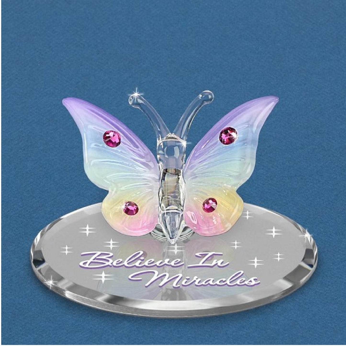 Glass Baron Crystal Butterfly "Believe in Miracles"