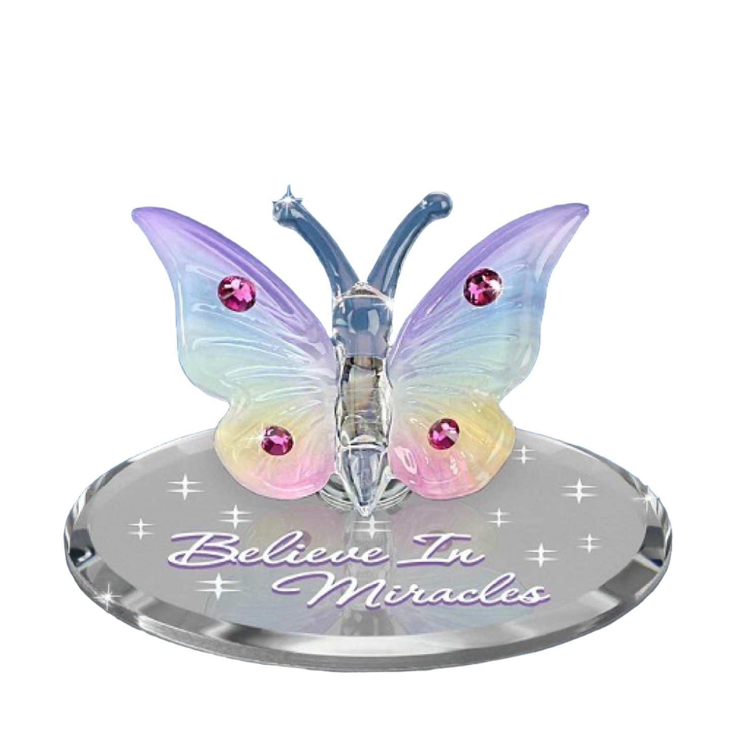 Glass Baron Crystal Butterfly "Believe in Miracles"