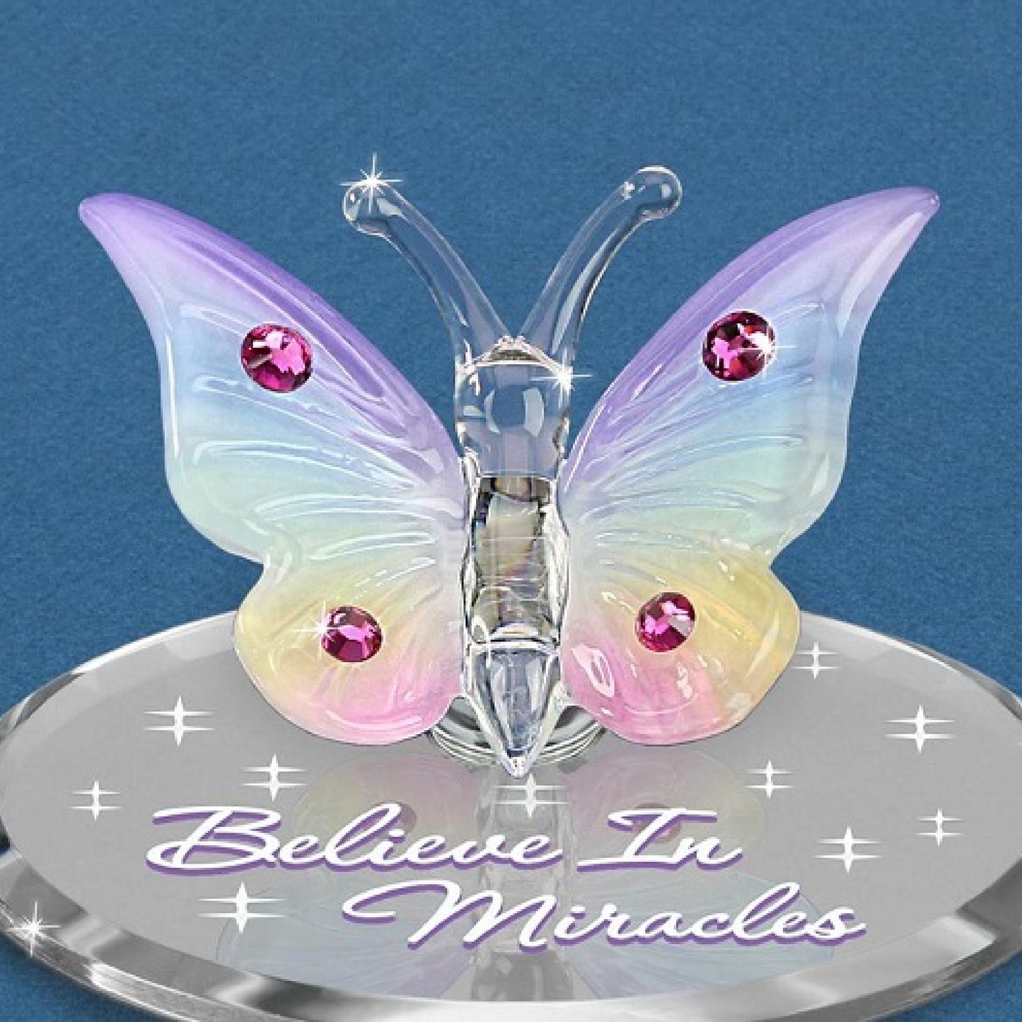 Glass Baron Crystal Butterfly "Believe in Miracles"