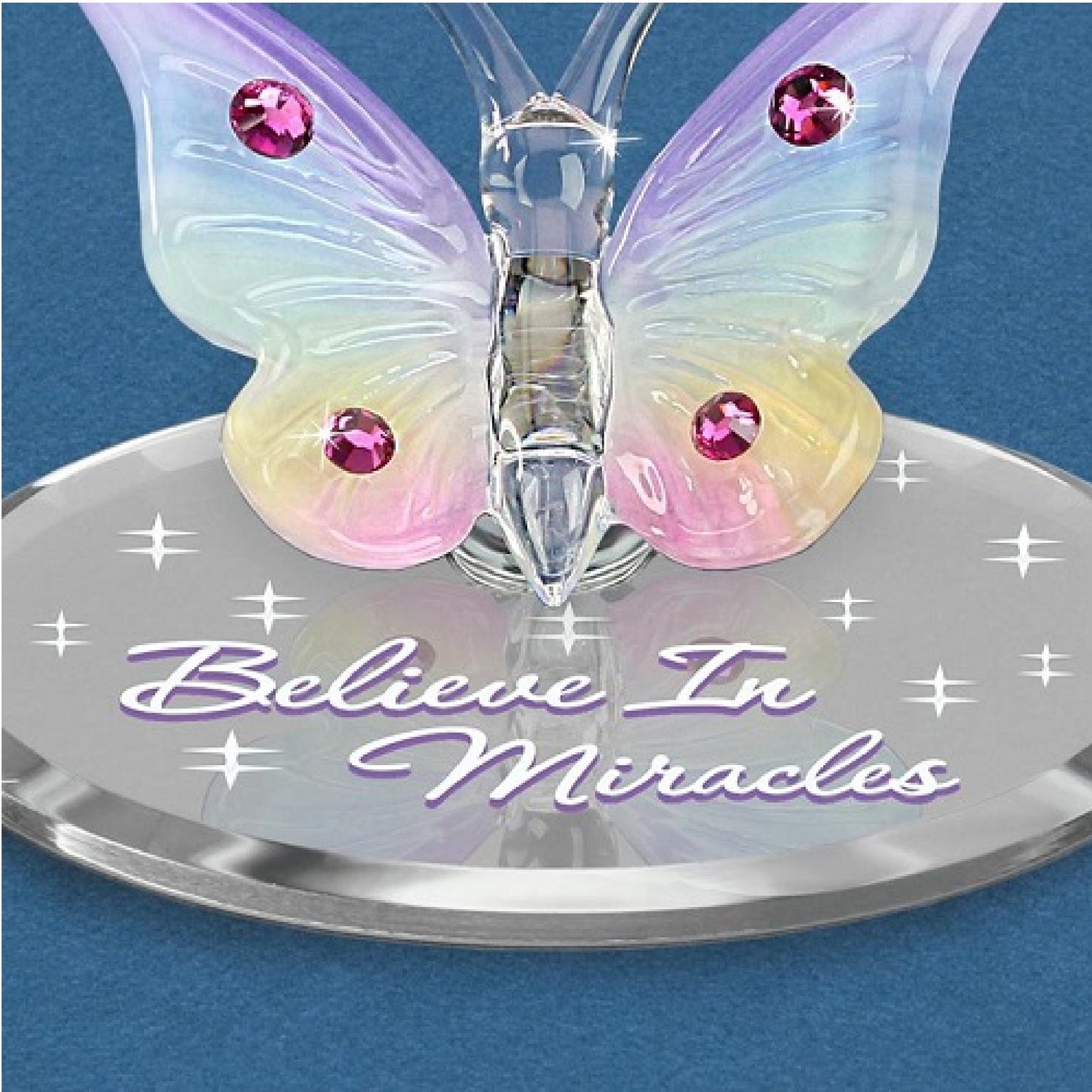 Glass Baron Crystal Butterfly "Believe in Miracles"