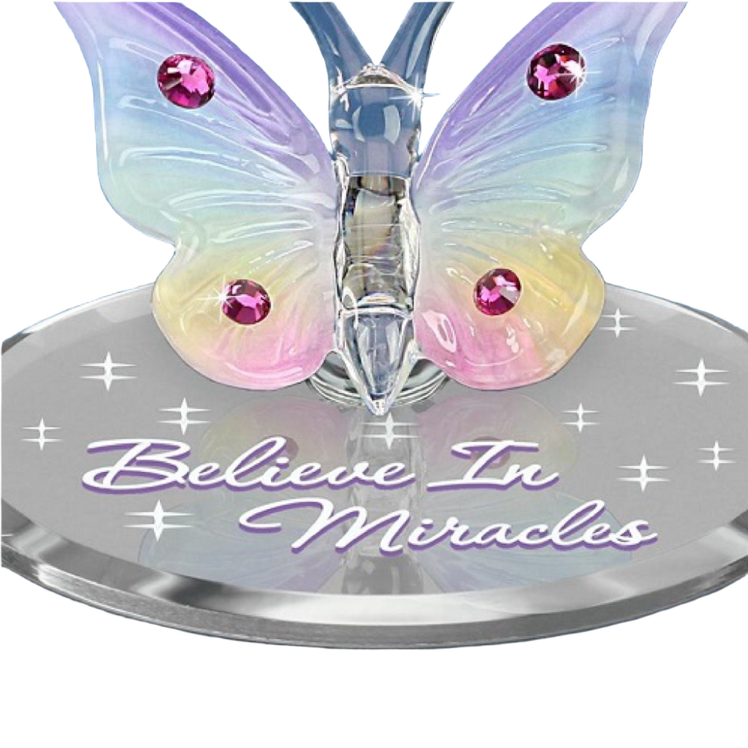 Glass Baron Crystal Butterfly "Believe in Miracles"