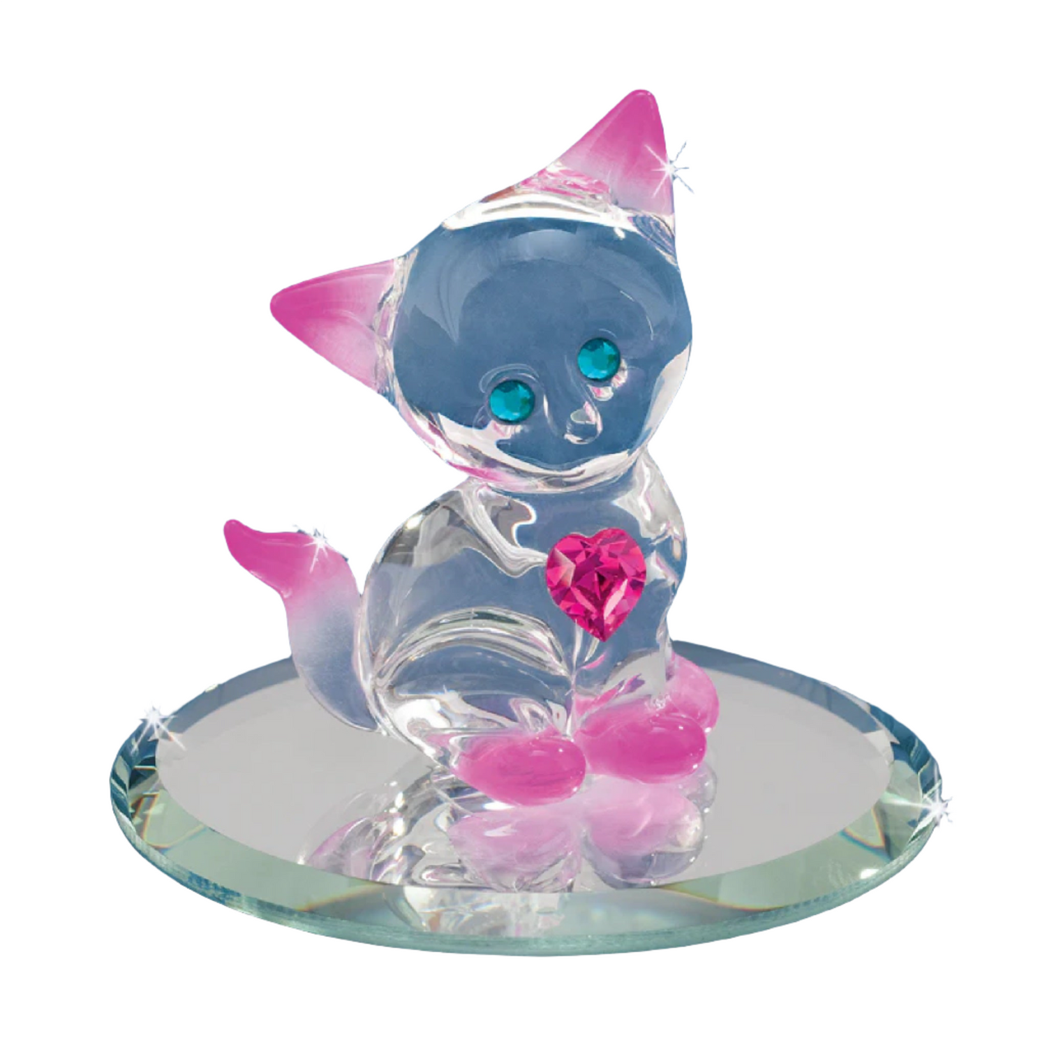 Glass Baron Crystal Kitty Heart Figurine