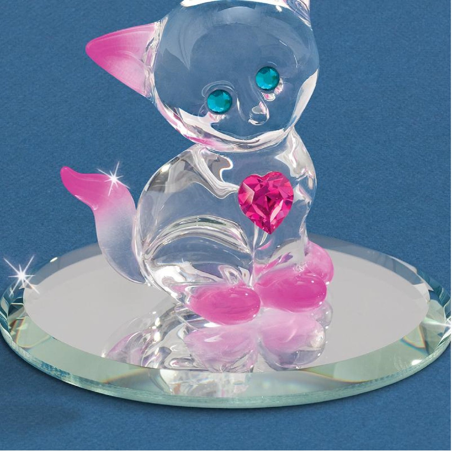 Glass Baron Crystal Kitty Heart Figurine