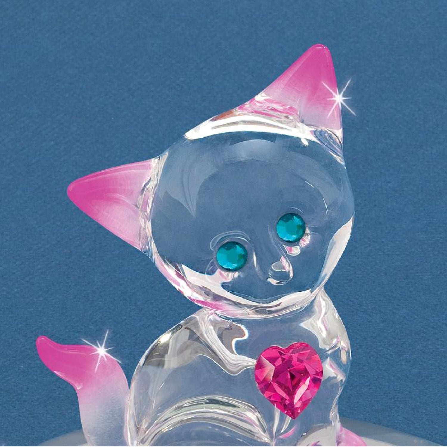 Glass Baron Crystal Kitty Heart Figurine