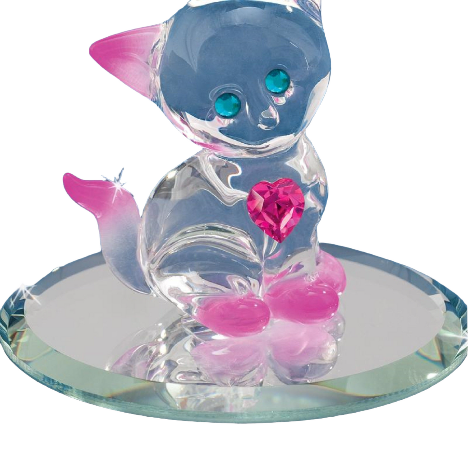 Glass Baron Crystal Kitty Heart Figurine