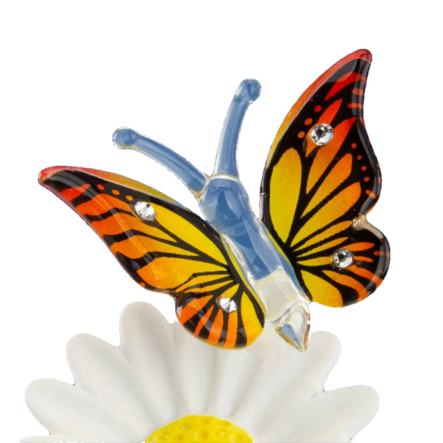 Glass Baron Daisy with Monarch Butterfly