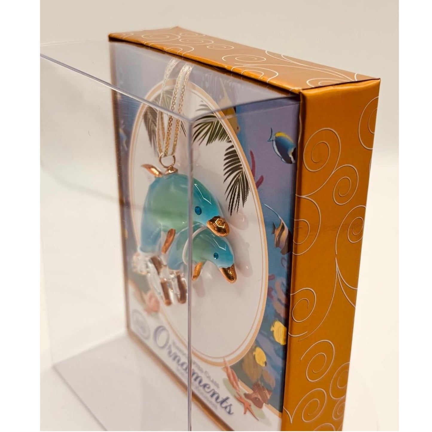 Glass Baron Double Dolphins Ornament, Coastal Ocean Decor with Crystals