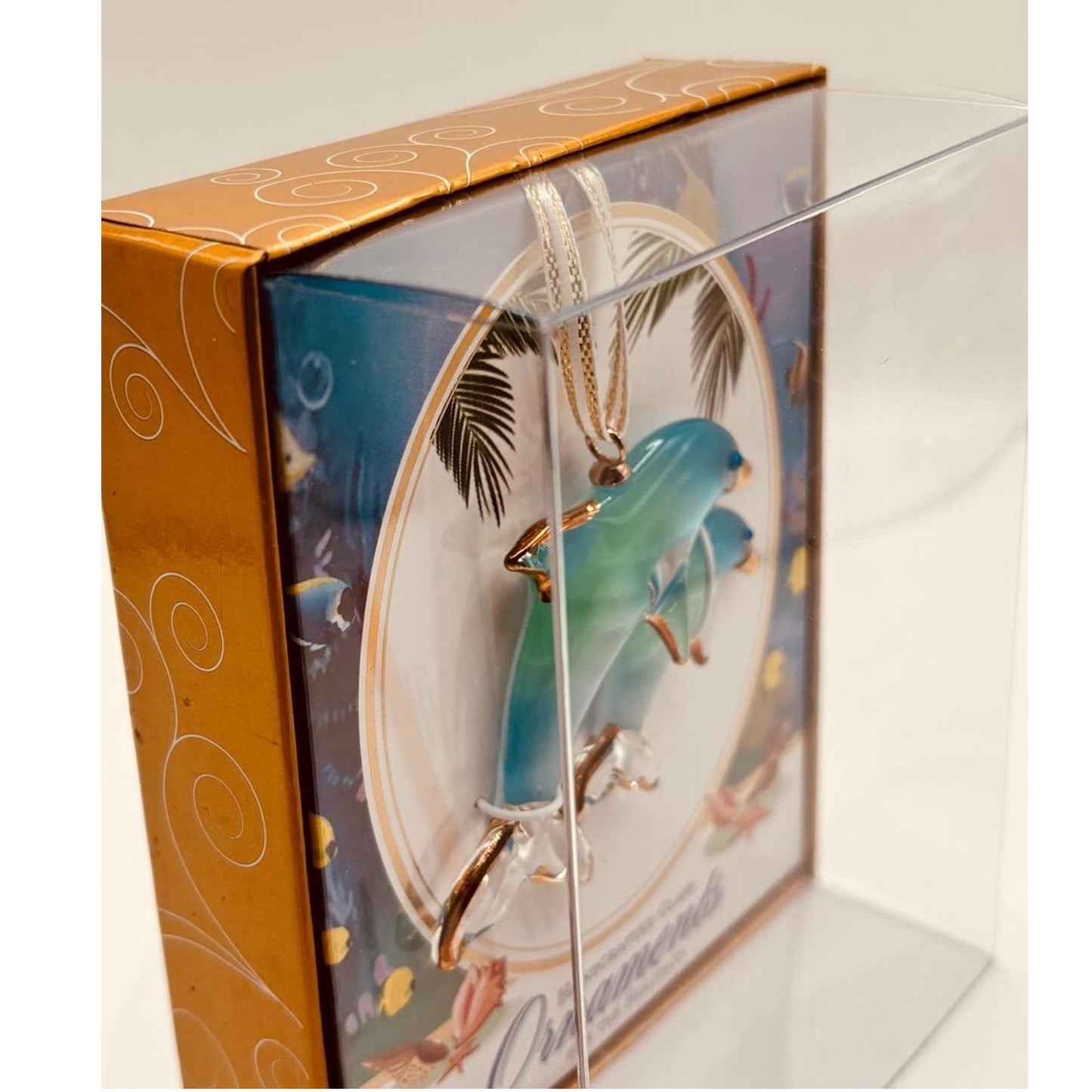 Glass Baron Double Dolphins Ornament, Coastal Ocean Decor with Crystals