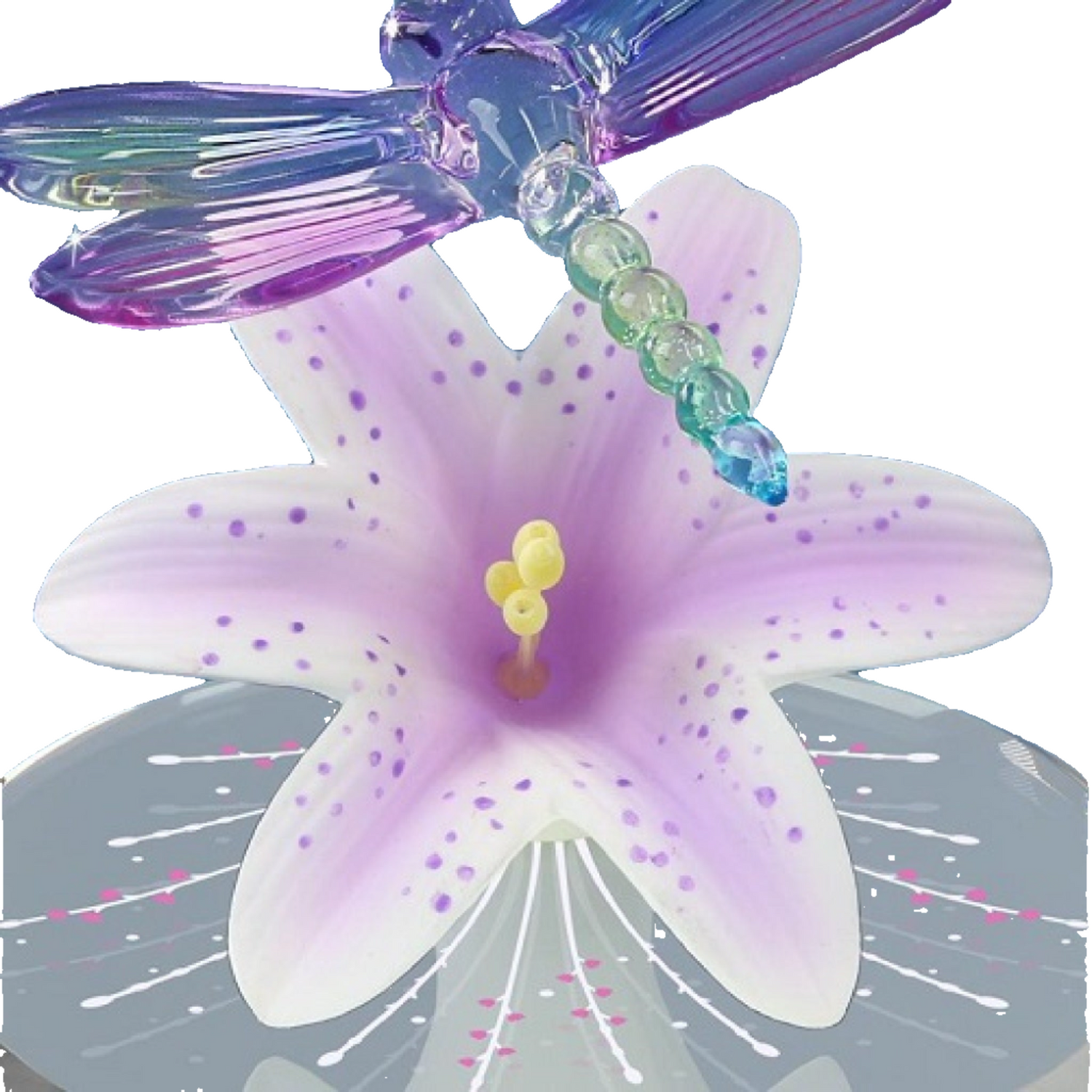 Glass Baron Dragonfly Lavender Lily