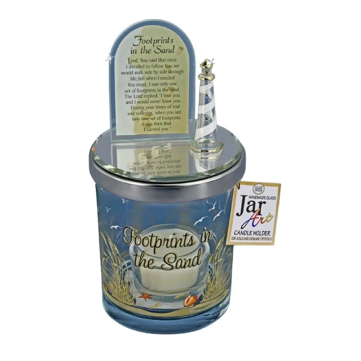 Glass Baron Footprints in the Sand Candle Holder