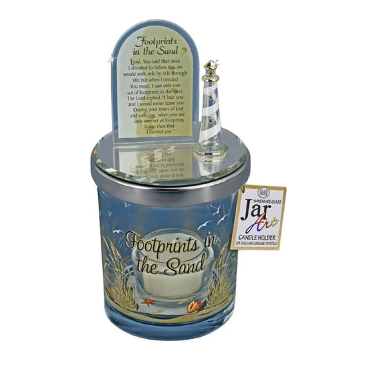 Glass Baron Footprints in the Sand Candle Holder