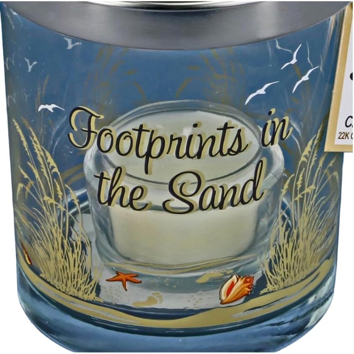 Glass Baron Footprints in the Sand Candle Holder