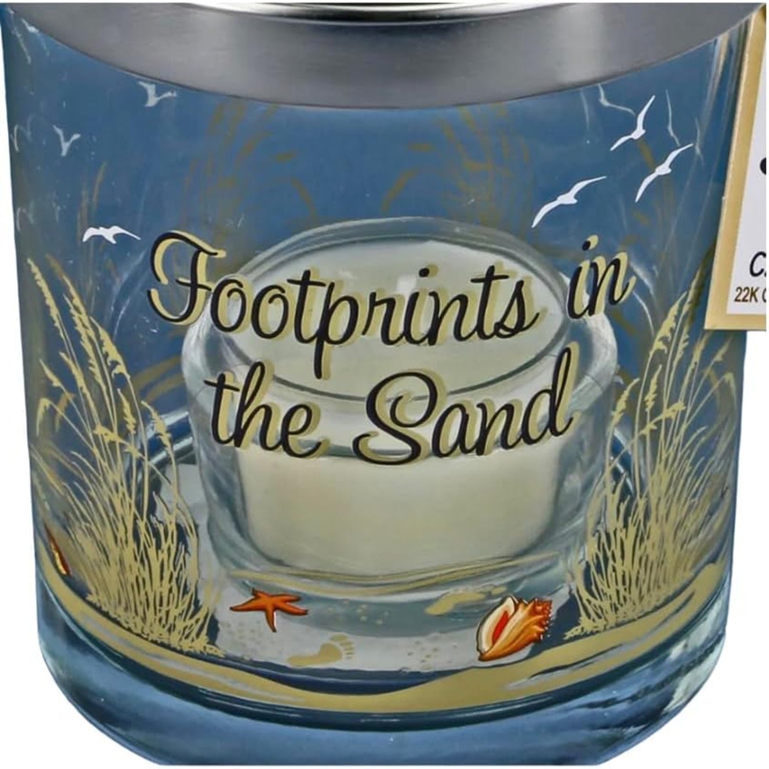 Glass Baron Footprints in the Sand Candle Holder