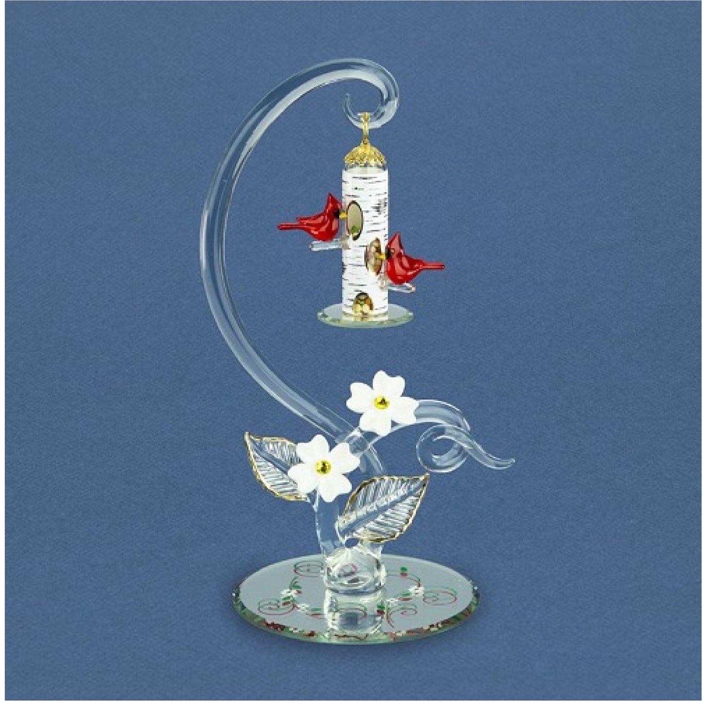 Glass Baron Gold and Swarovski Accented Cardinal Feeder