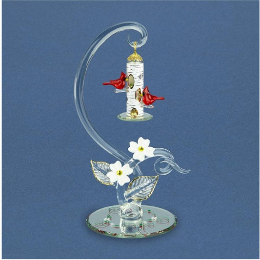 Glass Baron Gold and Swarovski Accented Cardinal Feeder