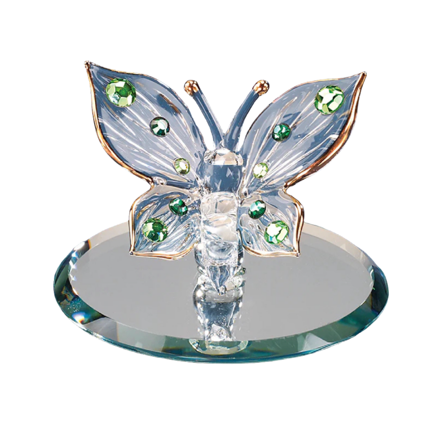 Glass Baron Green Crystals Butterfly Figurine