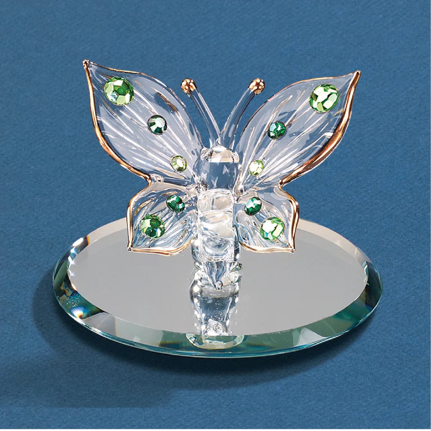 Glass Baron Green Crystals Butterfly Figurine