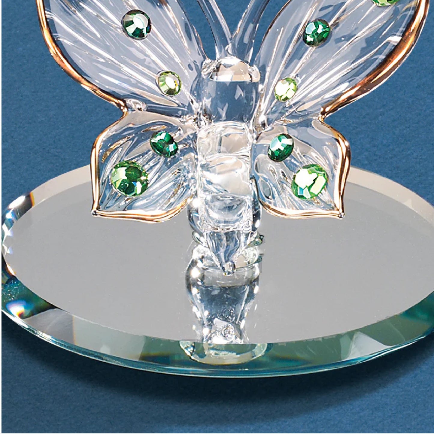 Glass Baron Green Crystals Butterfly Figurine