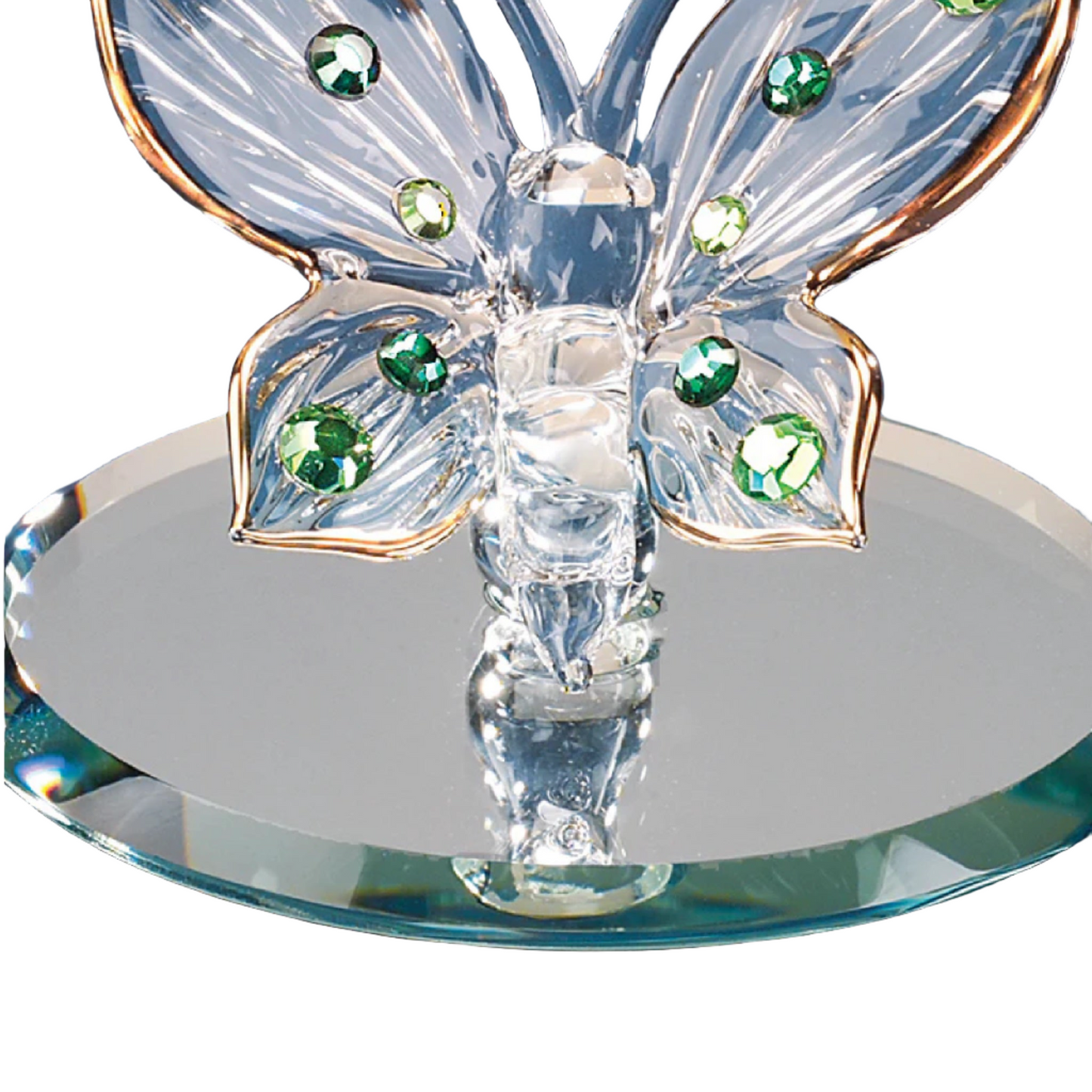 Glass Baron Green Crystals Butterfly Figurine