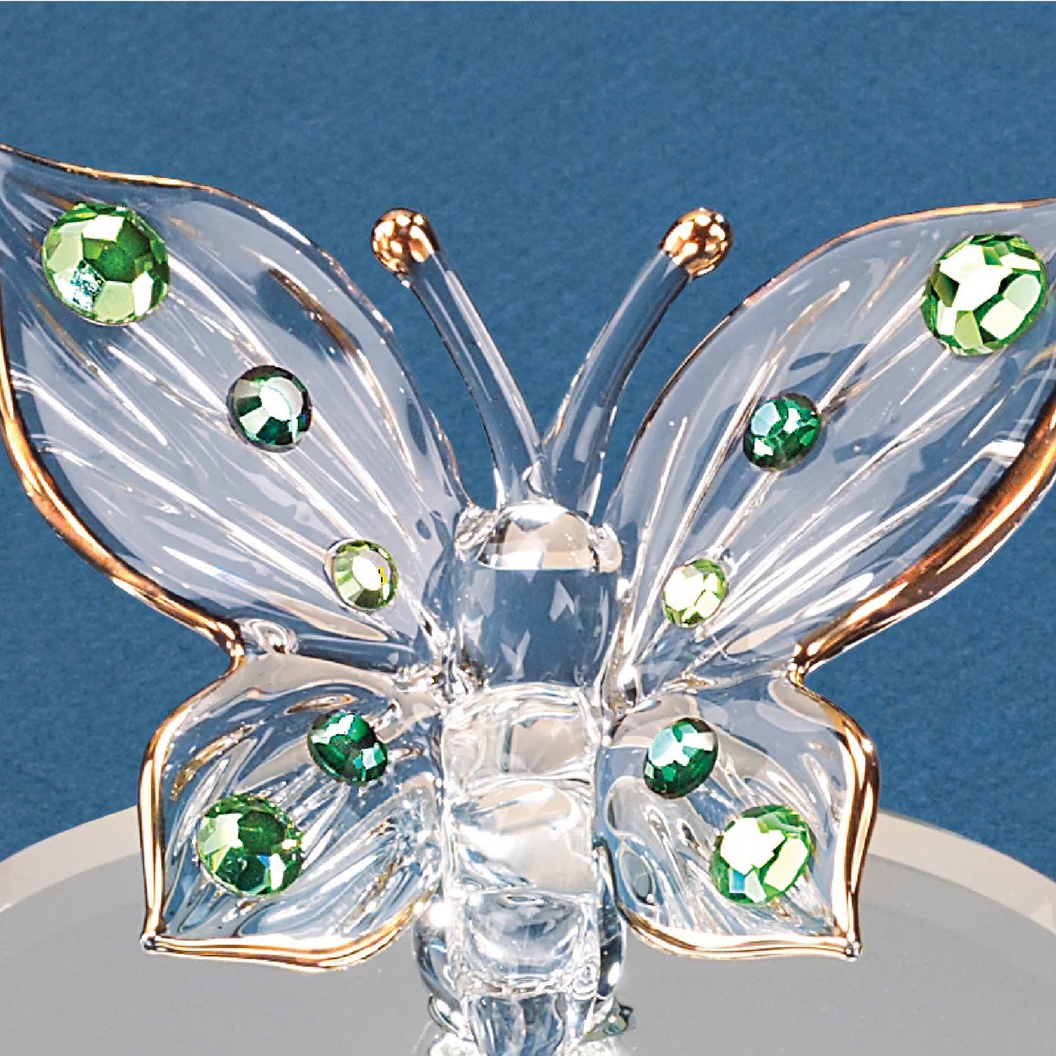 Glass Baron Green Crystals Butterfly Figurine