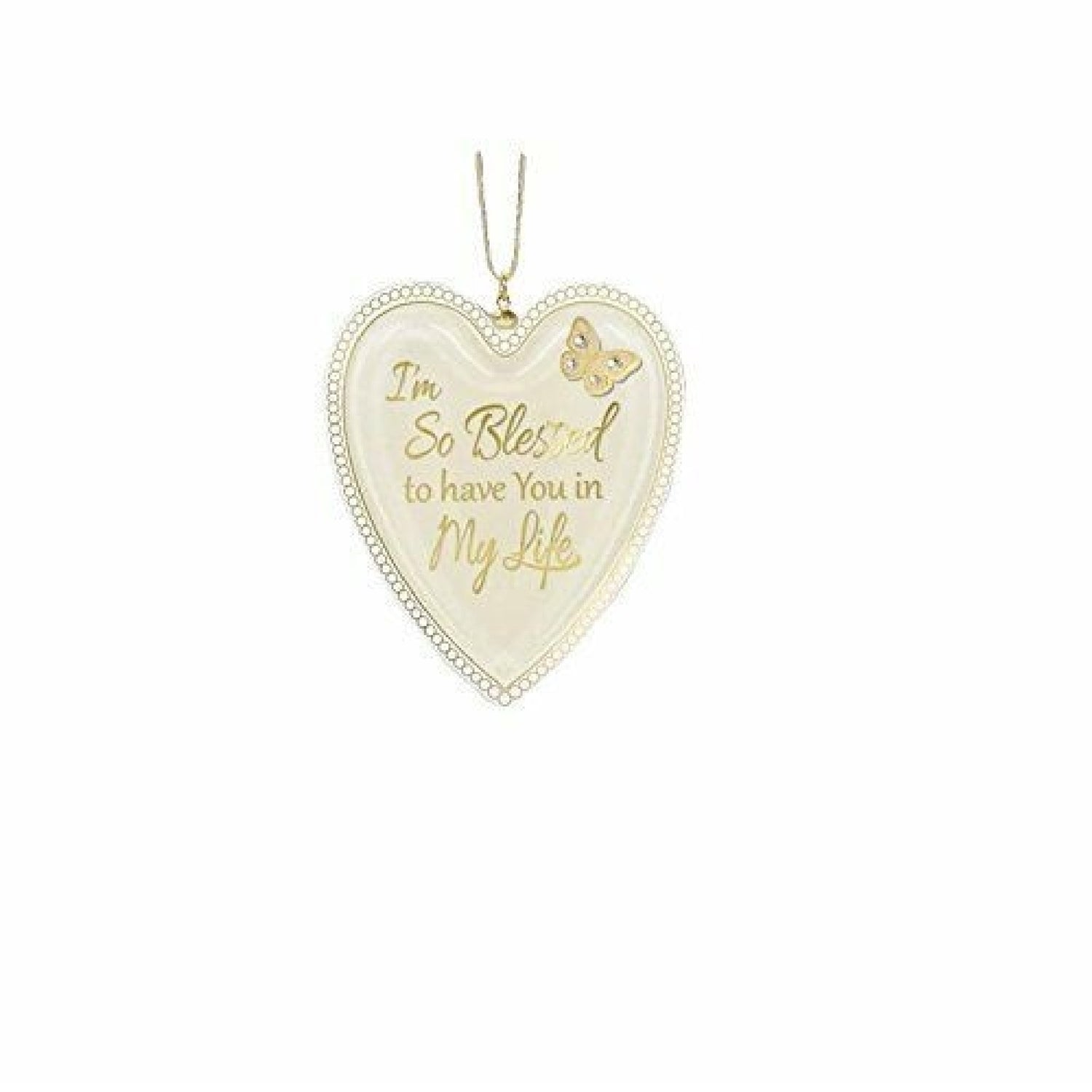 Glass Baron Heart I'm So Blessed Figurine Ornament with Crystal Butterfly