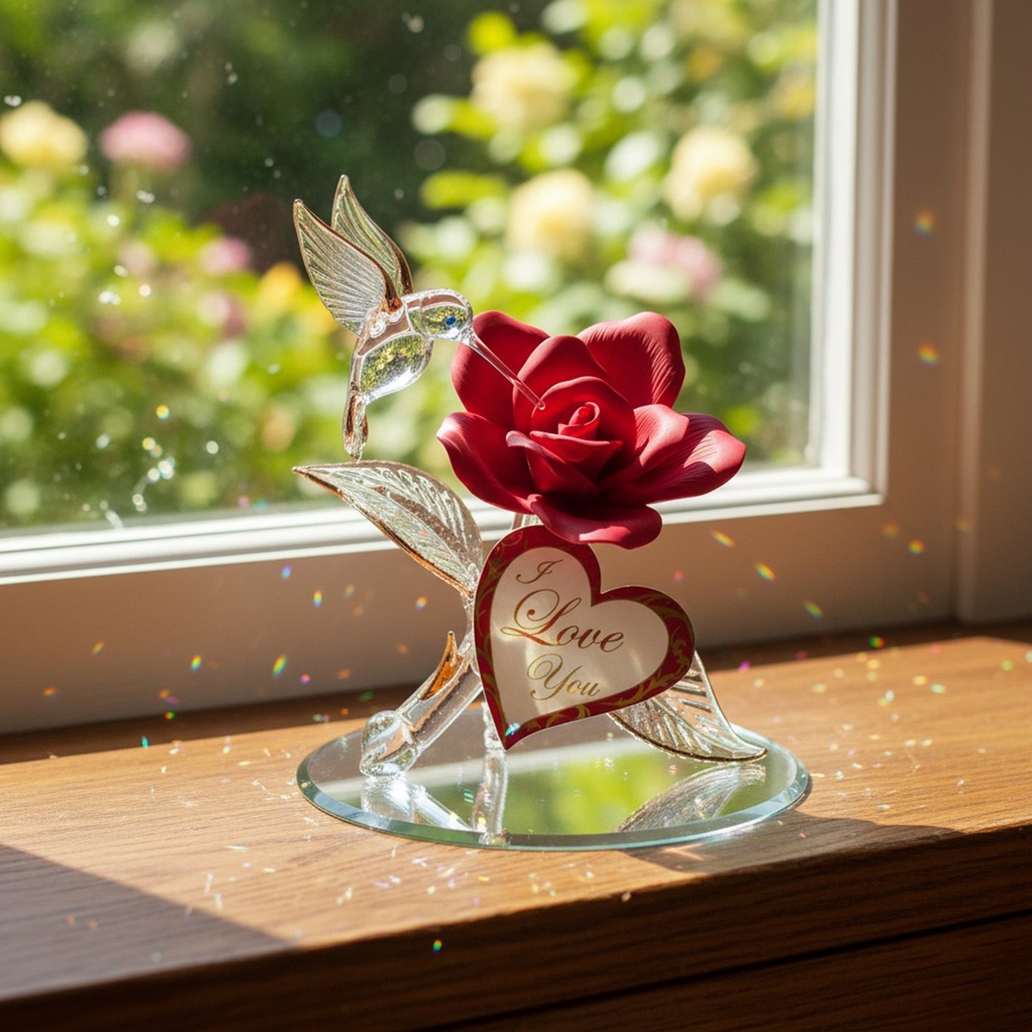 Glass Baron Hummingbird "I Love You" Rose