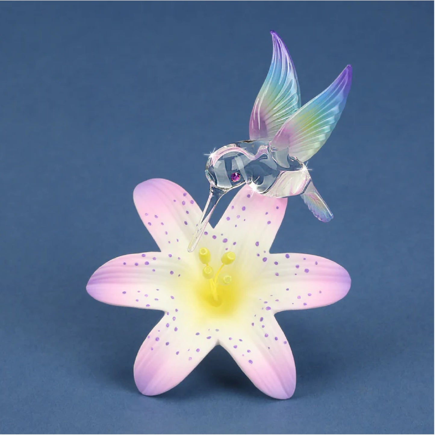 Glass Baron Hummingbird Large Porcelain Lavender Lily