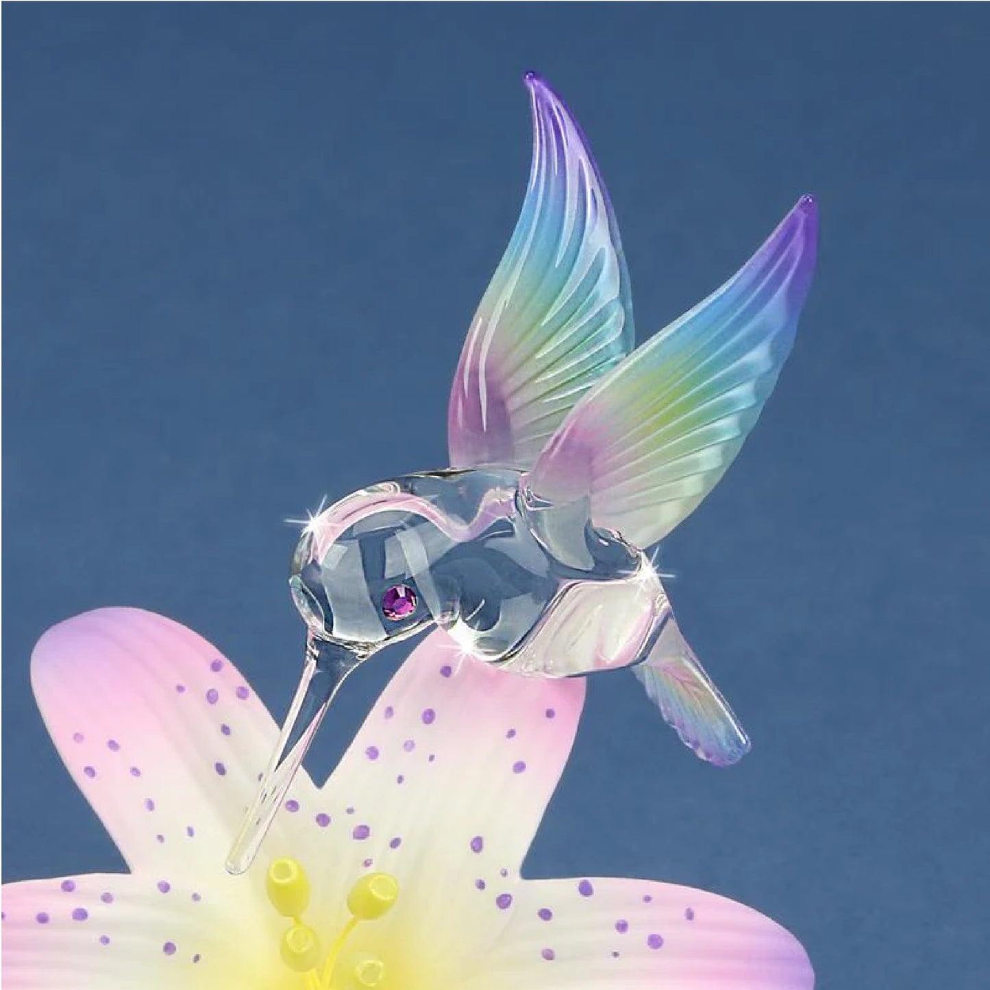 Glass Baron Hummingbird Large Porcelain Lavender Lily