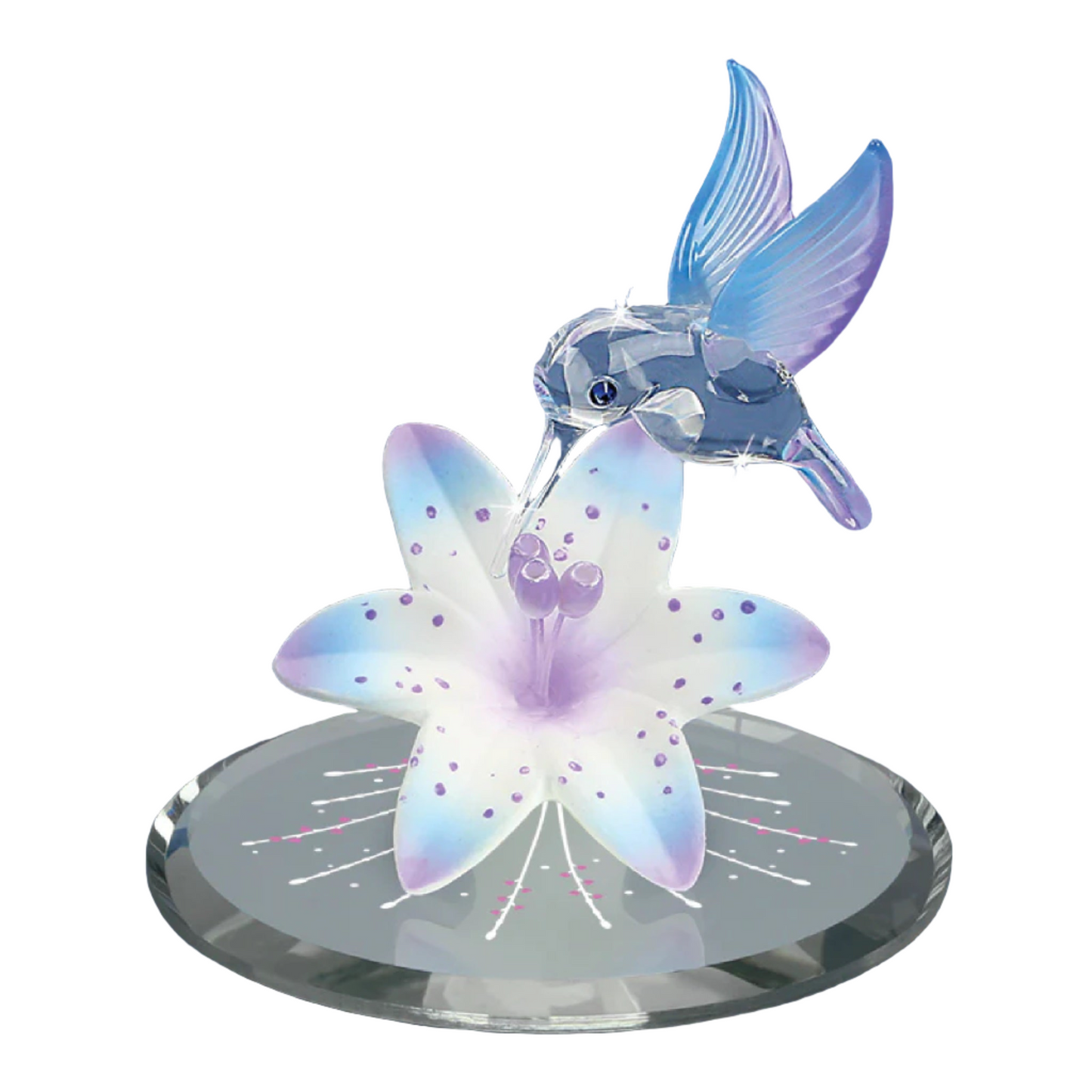 Glass Baron Hummingbird Mirrored Blue Lily